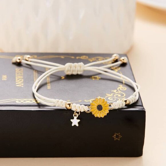 🌸 Adjustable Daisy Woven Bracelet ✨ Boho Y2K Friendship Gift - Picture 11 of 11